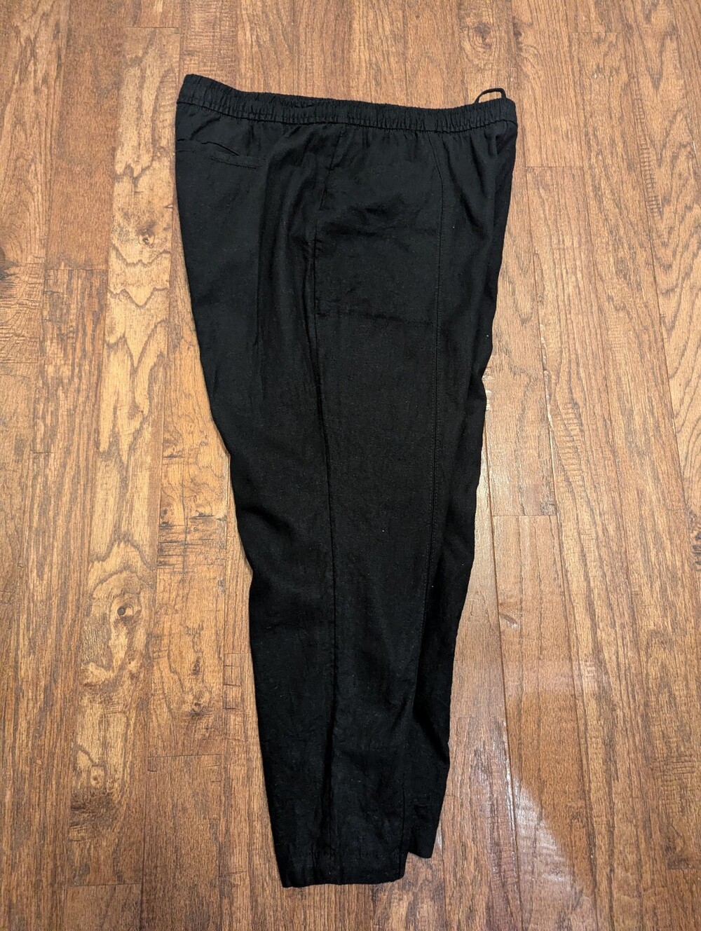 Linen-Blend Pants Black Womens Relaxed Fit With Tapered Leg Size Large Old Navy